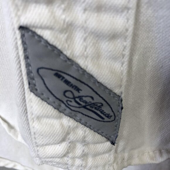 Vintage Levis Shirt Mens Small White Denim Button Front Western Workwear 90s - Picture 9 of 16